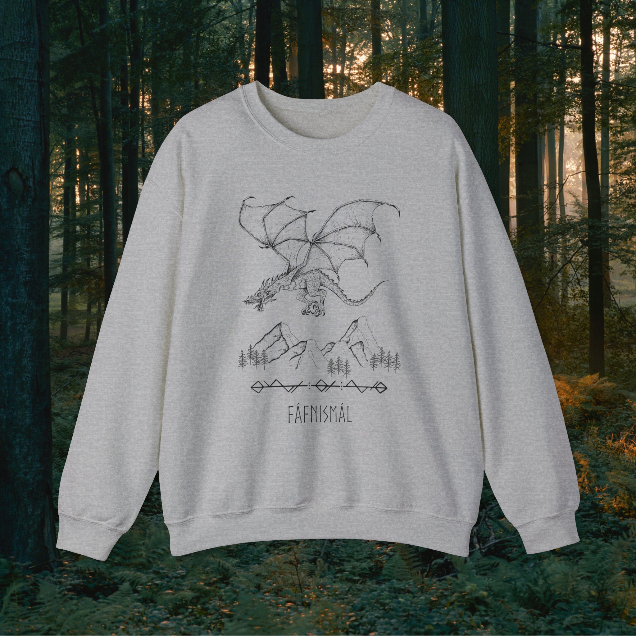 Fáfnismál Crewneck Unisex Sweatshirt Sweatshirt Printify S Sport Grey