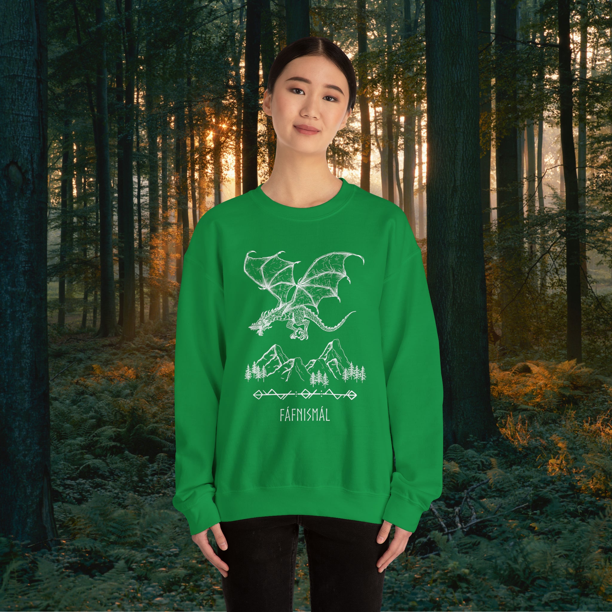 Fáfnismál Crewneck Unisex Sweatshirt Sweatshirt Printify