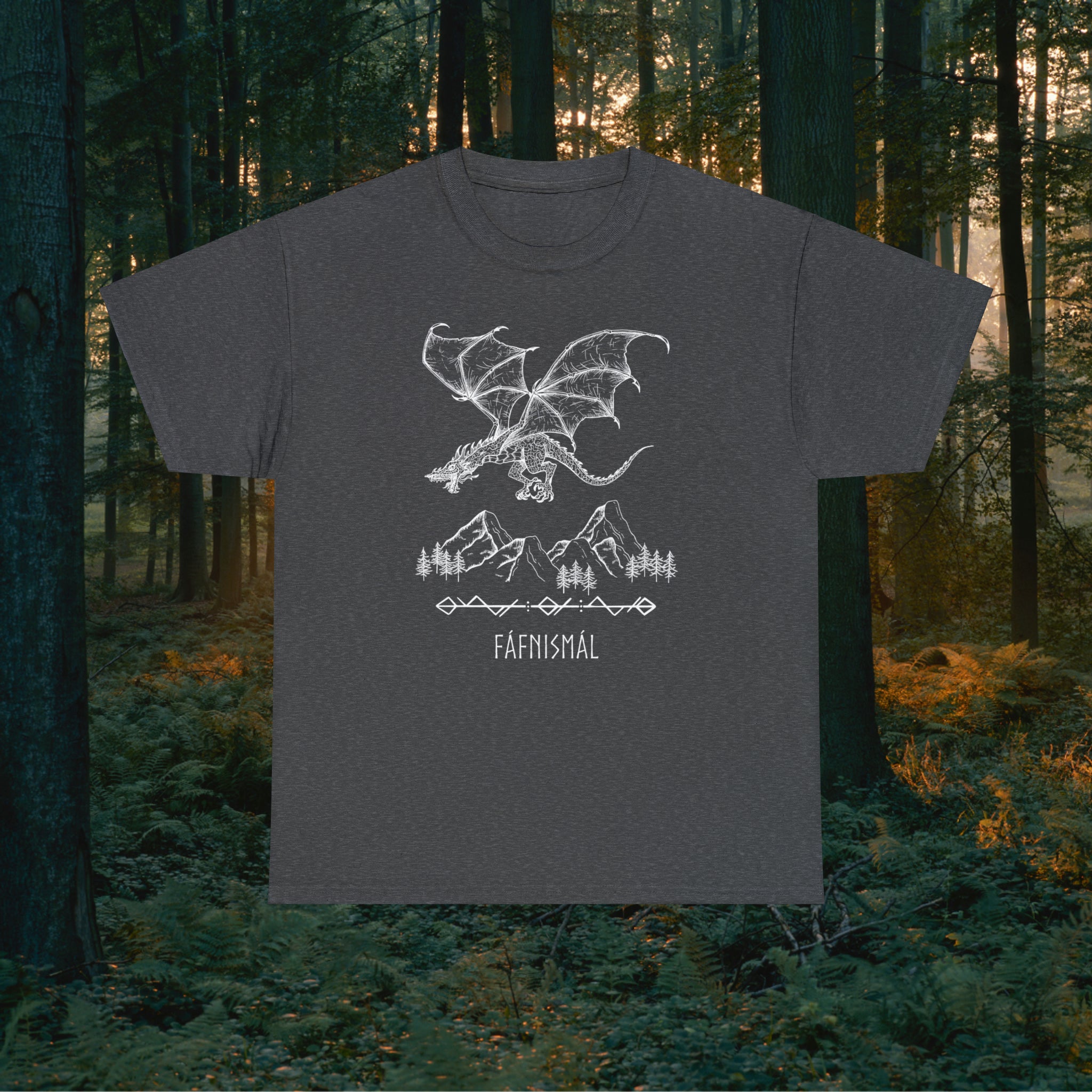Fáfnismál Unisex Heavy Cotton Tee T-Shirt Printify Dark Heather S