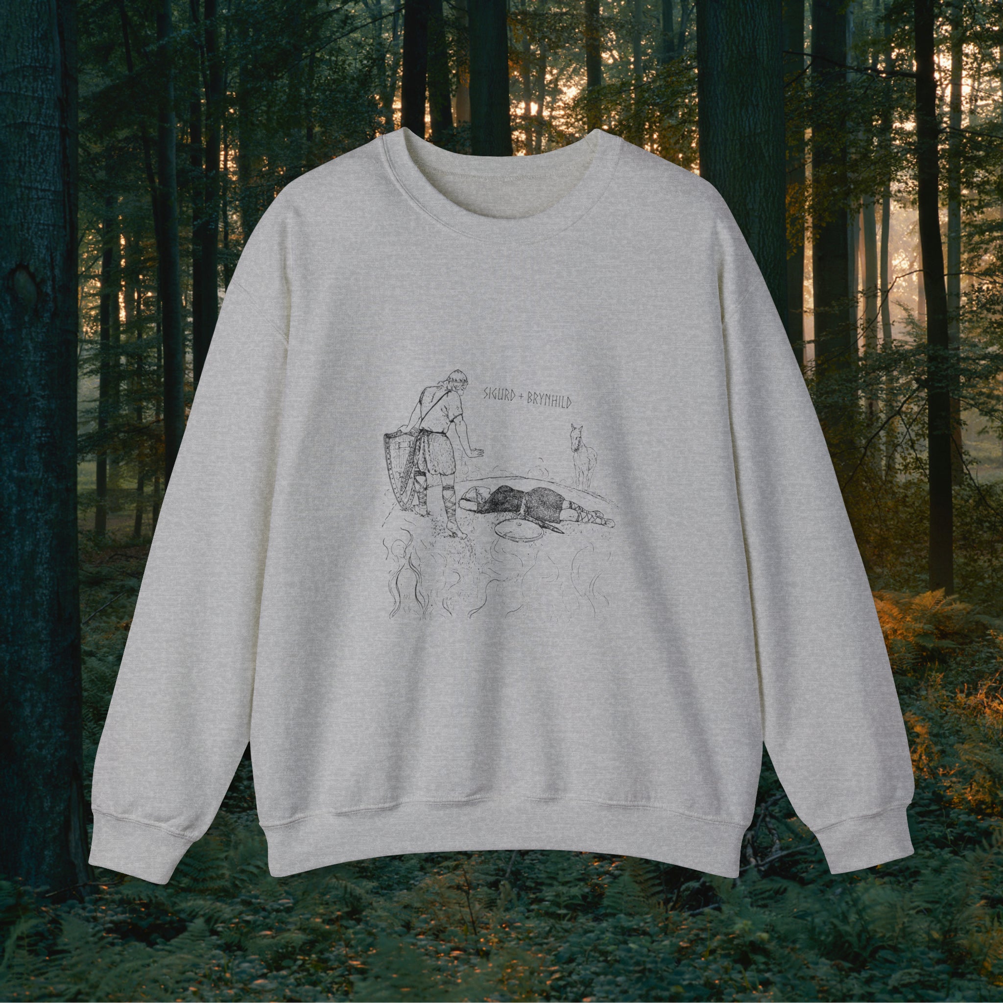 Sigurd + Brynhild Crewneck Unisex Sweatshirt Sweatshirt Printify S Sport Grey