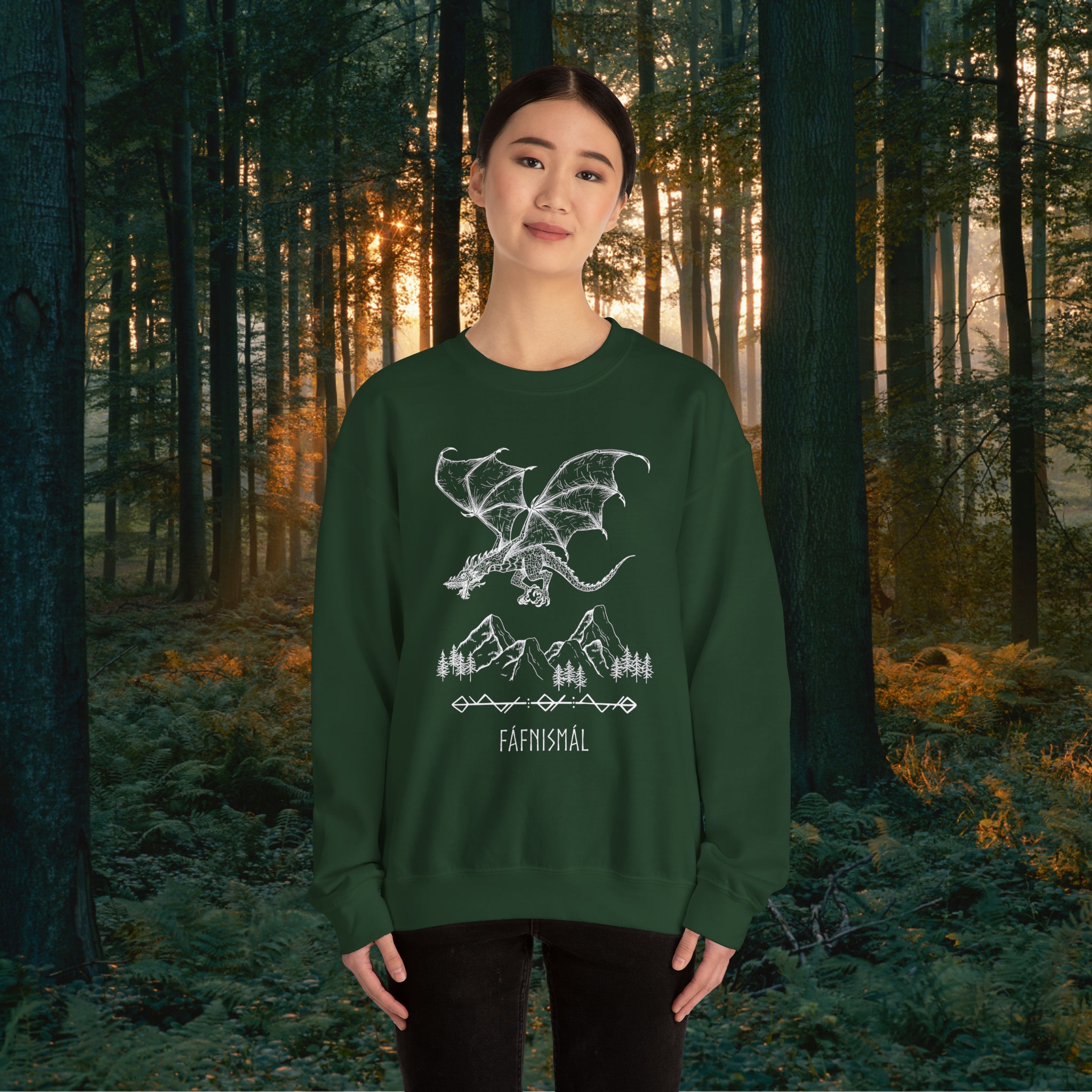 Fáfnismál Crewneck Unisex Sweatshirt Sweatshirt Printify