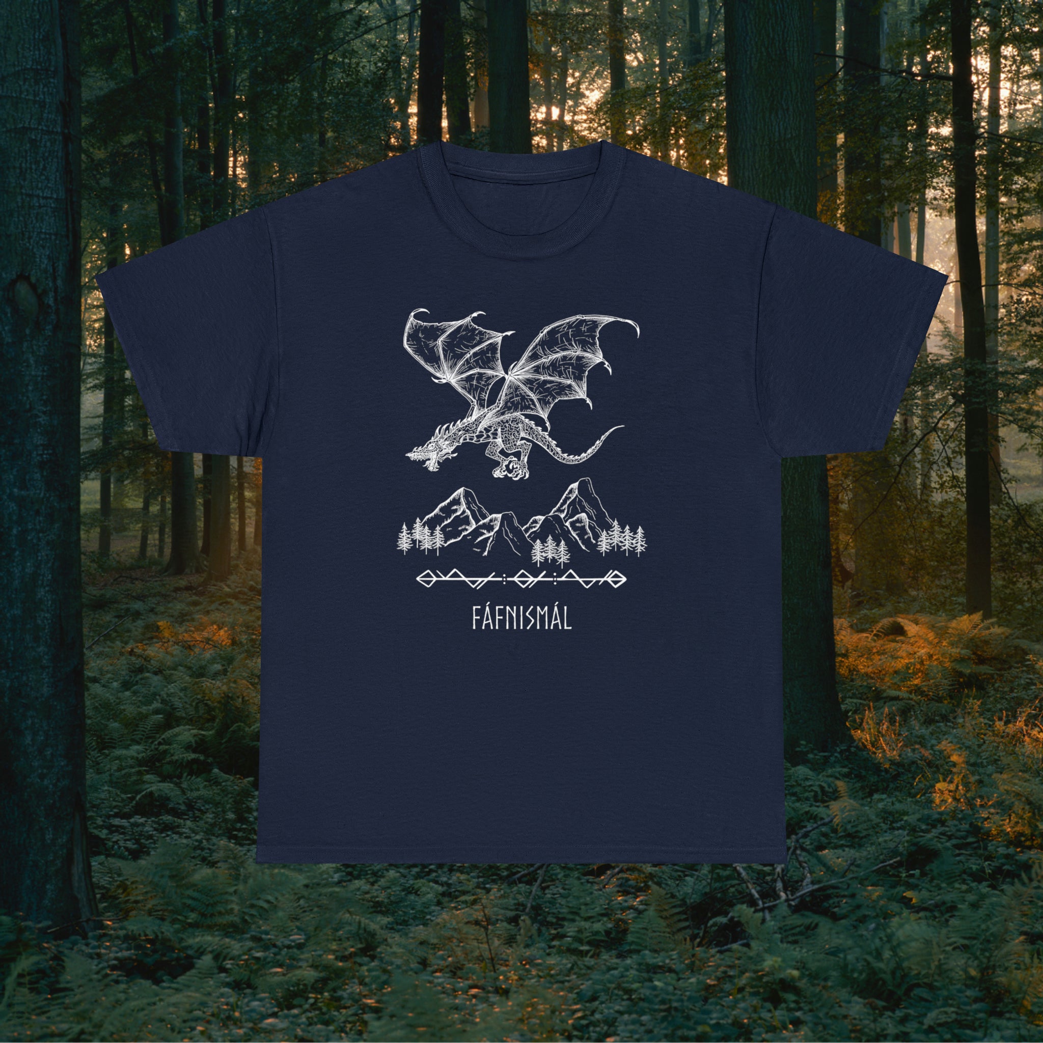 Fáfnismál Unisex Heavy Cotton Tee T-Shirt Printify Navy S