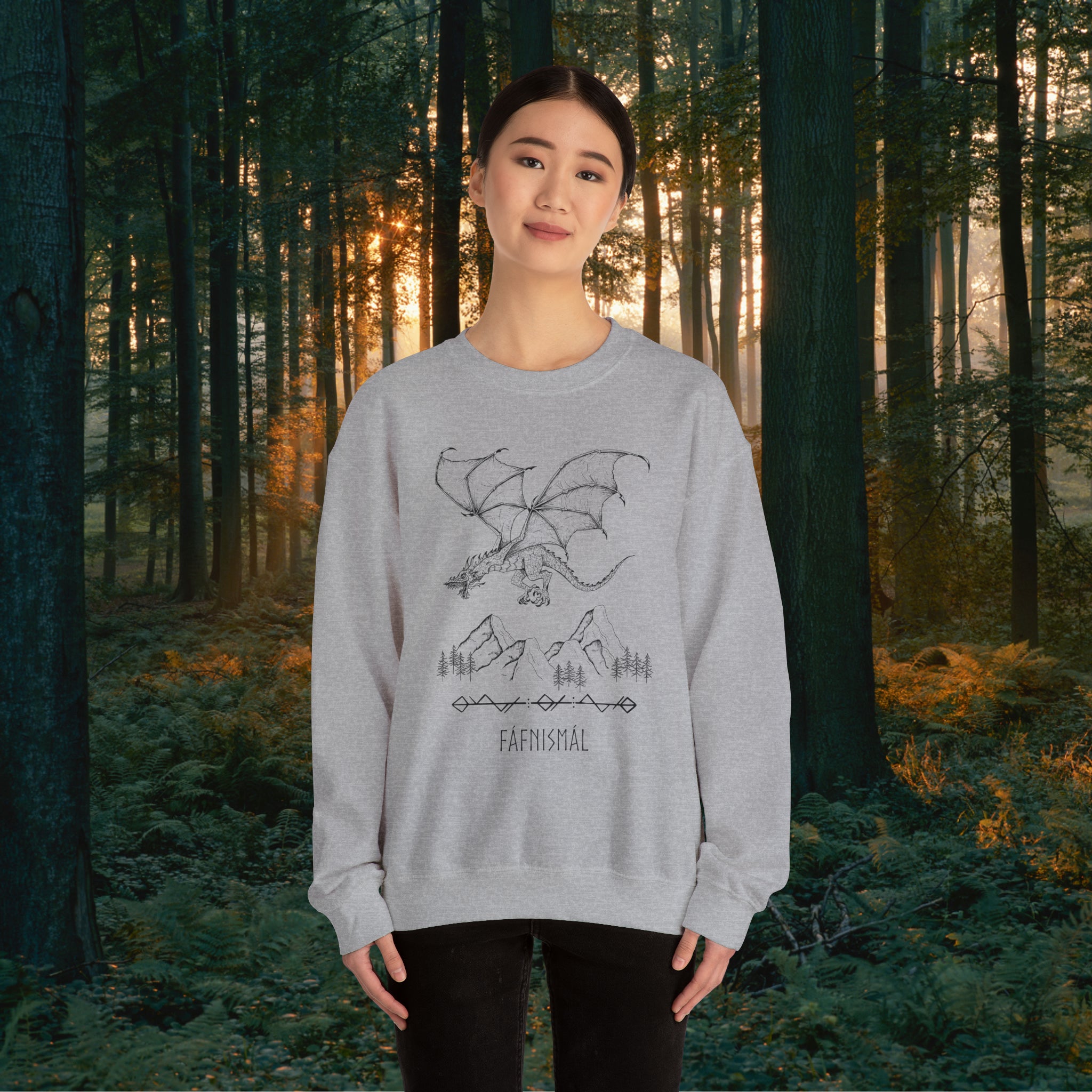 Fáfnismál Crewneck Unisex Sweatshirt Sweatshirt Printify