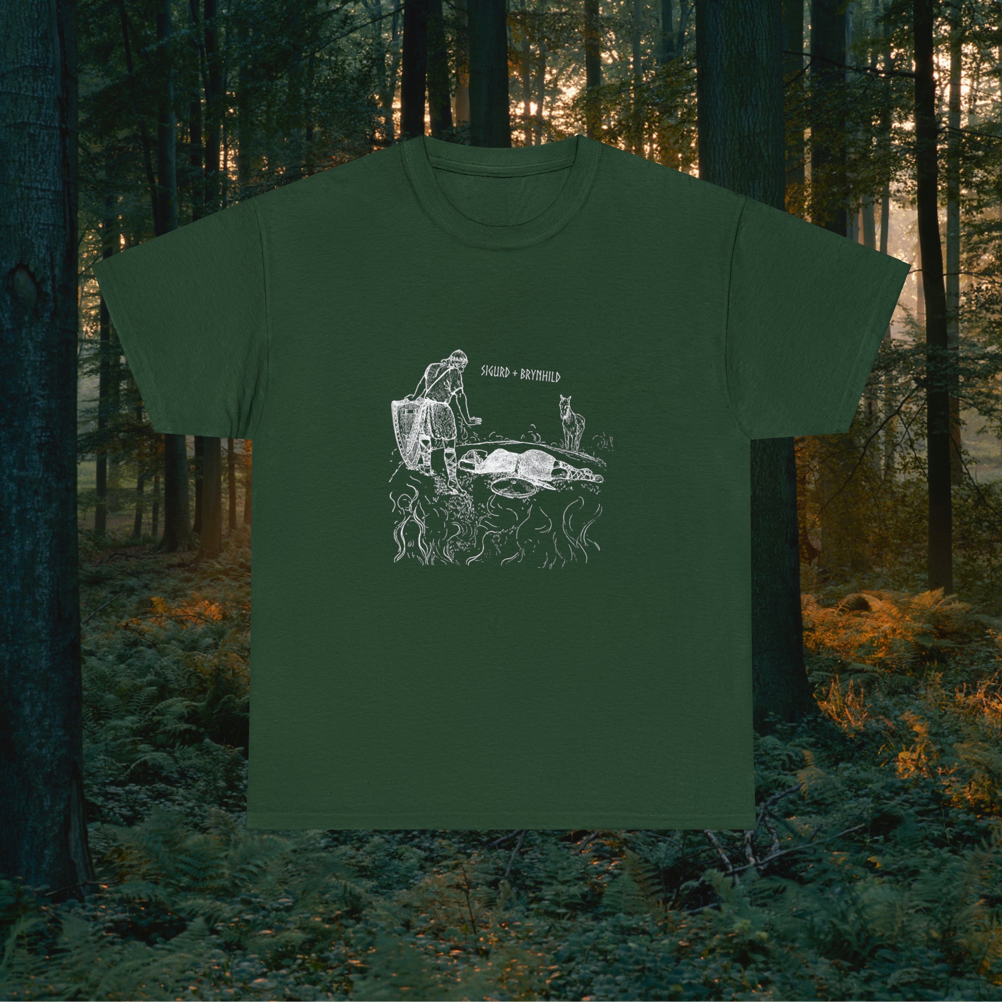 Sigurd + Brynhild Unisex Heavy Cotton Tee T-Shirt Printify Forest Green S
