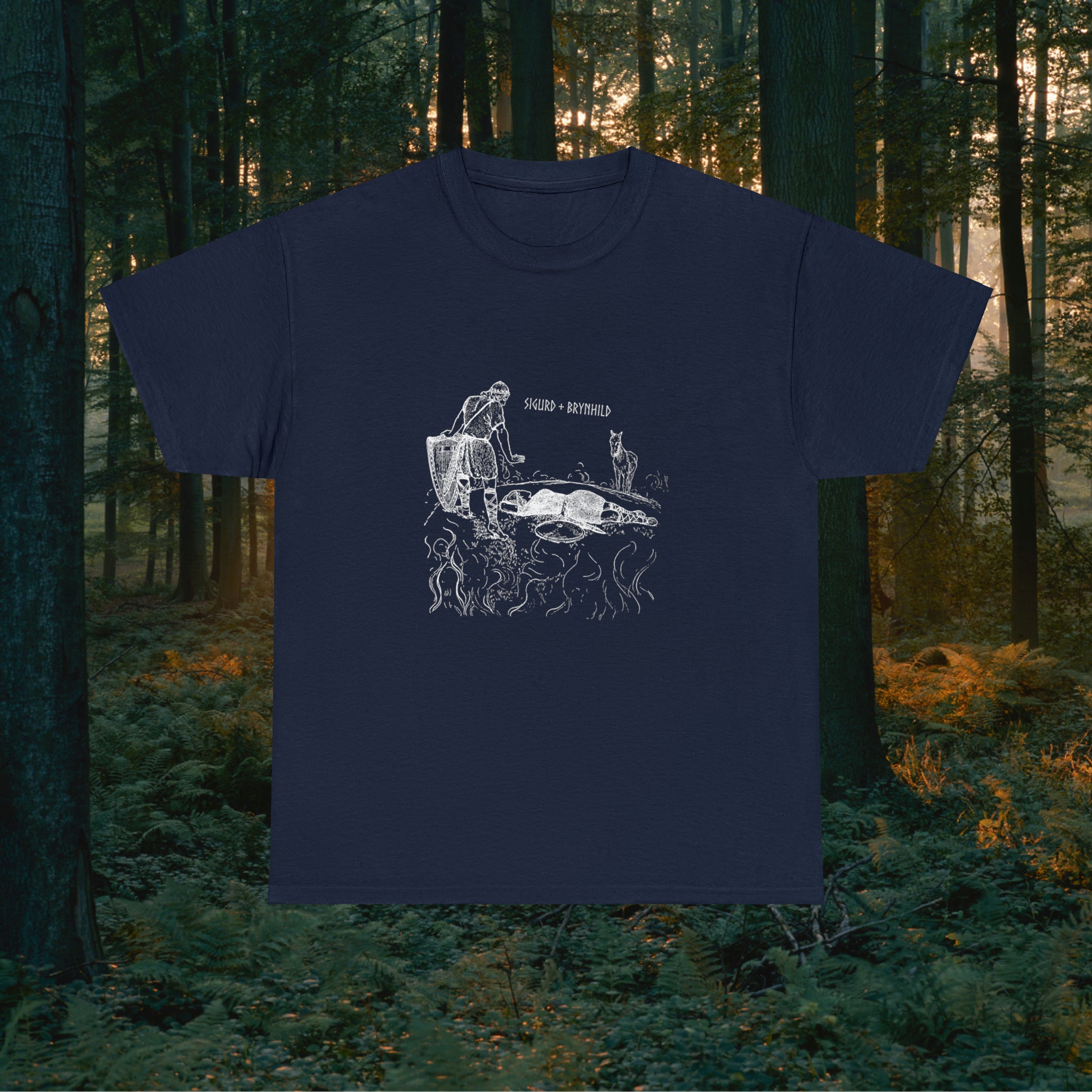 Sigurd + Brynhild Unisex Heavy Cotton Tee T-Shirt Printify Navy S