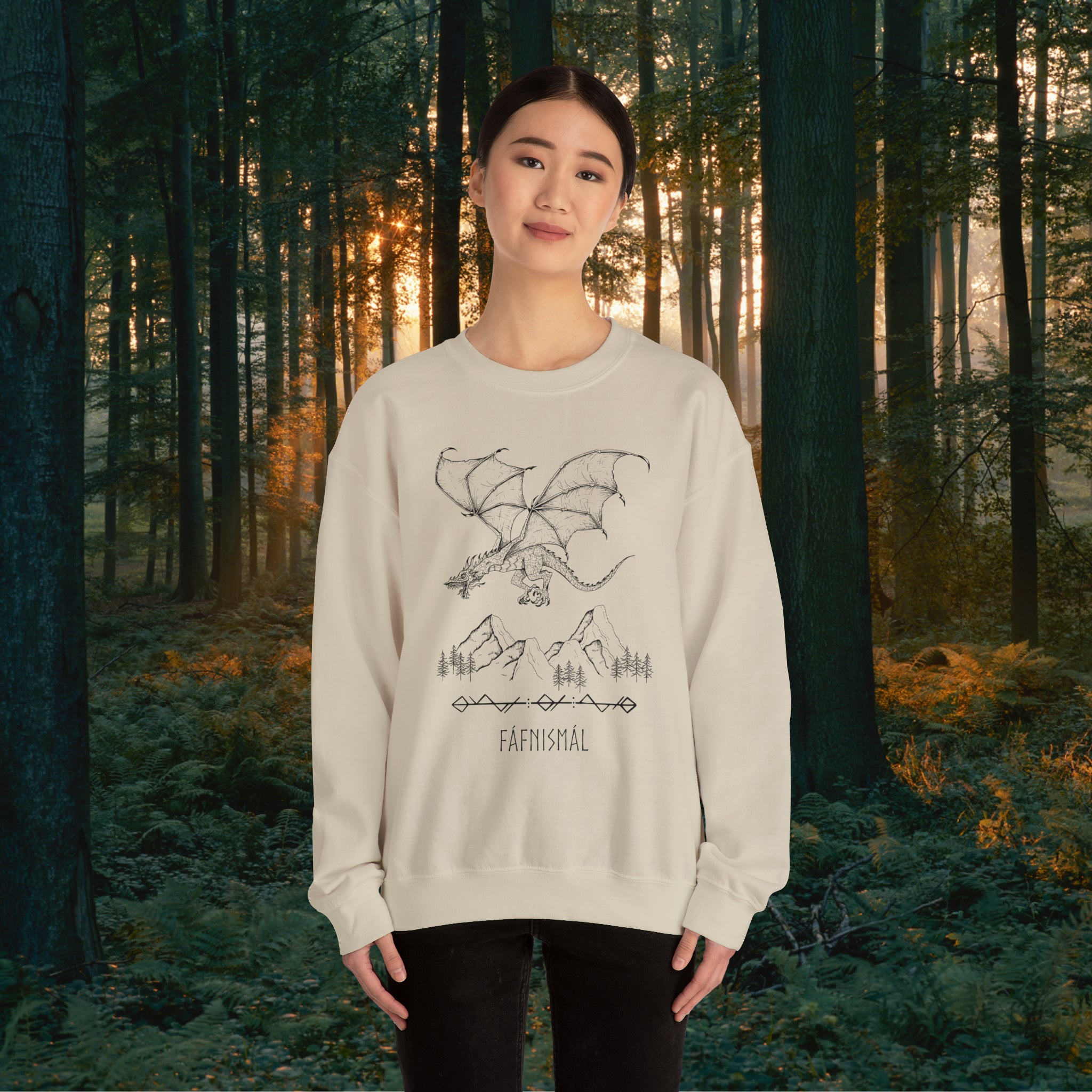 Fáfnismál Crewneck Unisex Sweatshirt Sweatshirt Printify