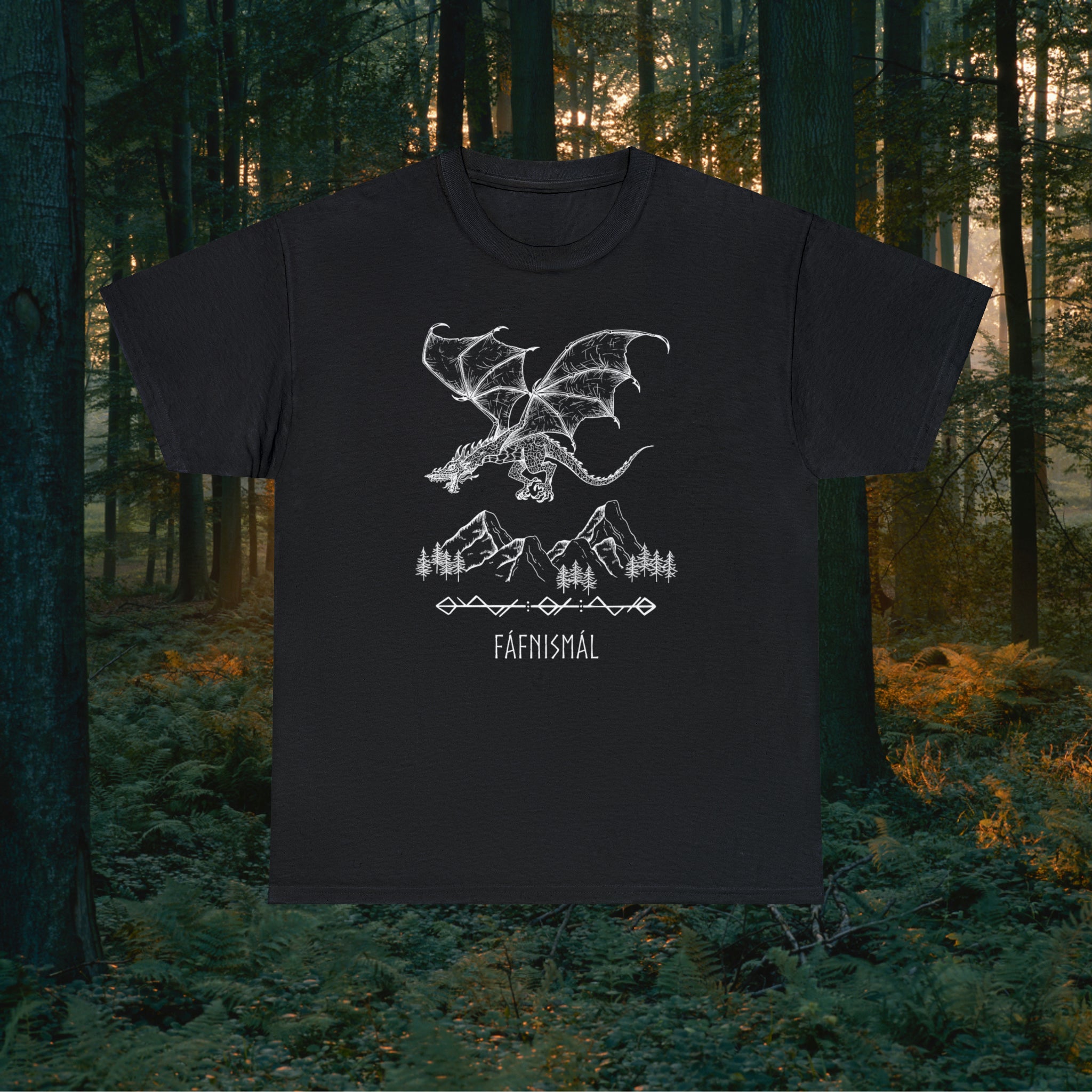 Fáfnismál Unisex Heavy Cotton Tee T-Shirt Printify Black S