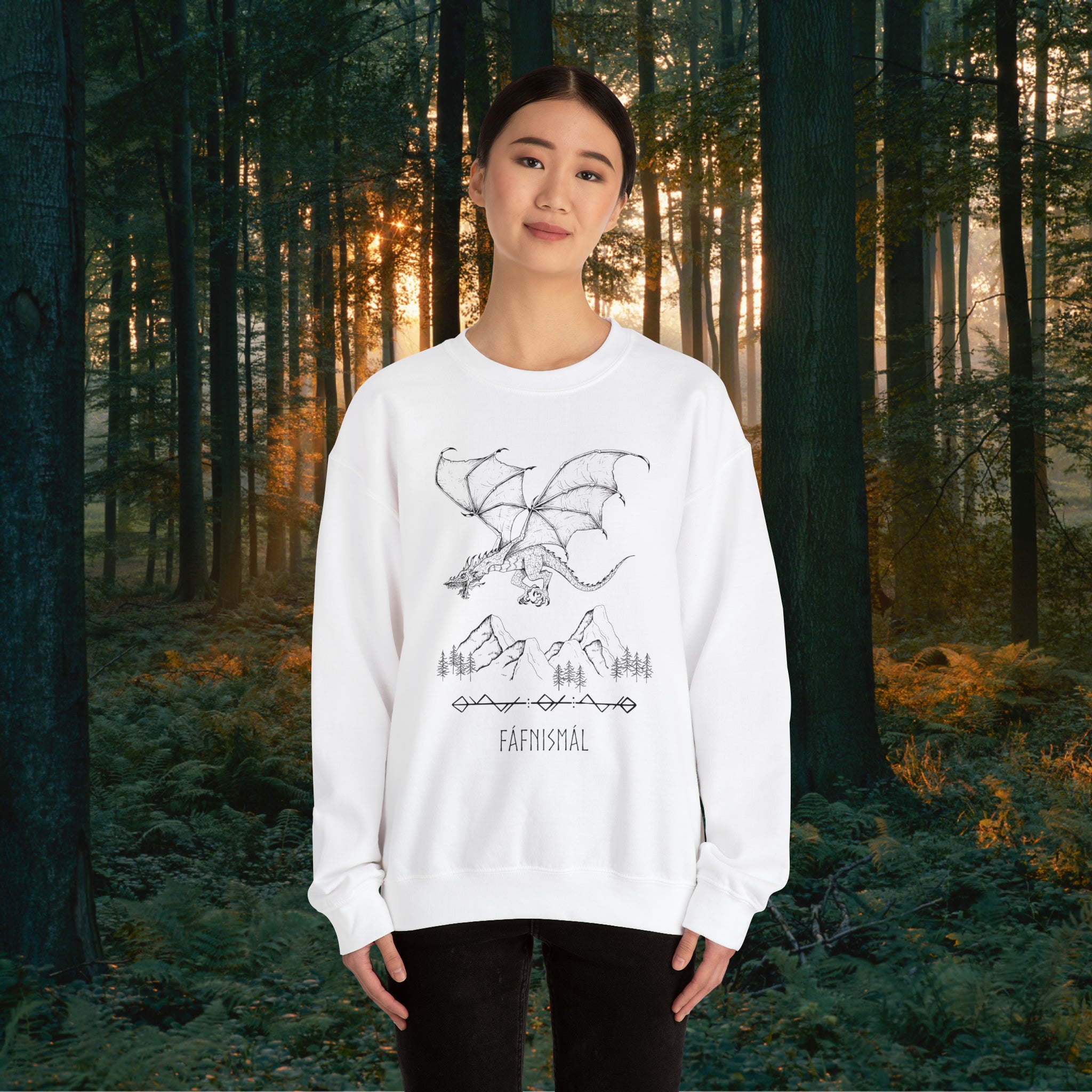 Fáfnismál Crewneck Unisex Sweatshirt Sweatshirt Printify