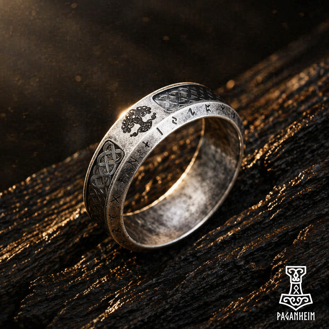 Celtic Knot & Rune Yggdrasil Rings
