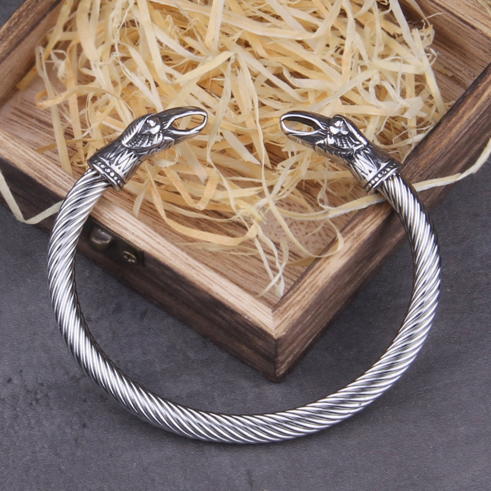 Hrafnbróðir - Viking Raven Arm Ring 0 The Pagan Trader Style 2 Silver