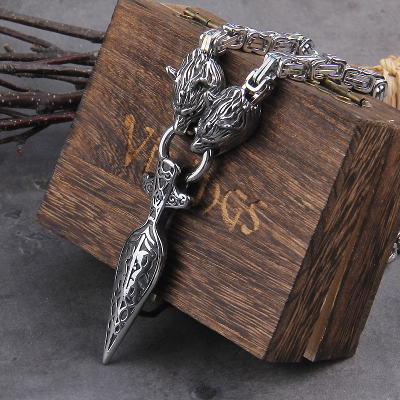 Geri, Freki & Gungnir - Spearhead Byzantine Chain Necklace 0 My Store Geri & Freki 50cm