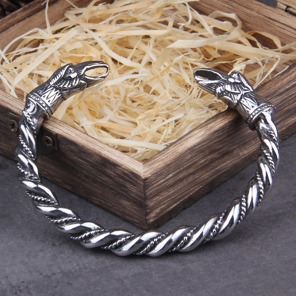 Hrafnbróðir - Viking Raven Arm Ring 0 The Pagan Trader Style 1 Silver