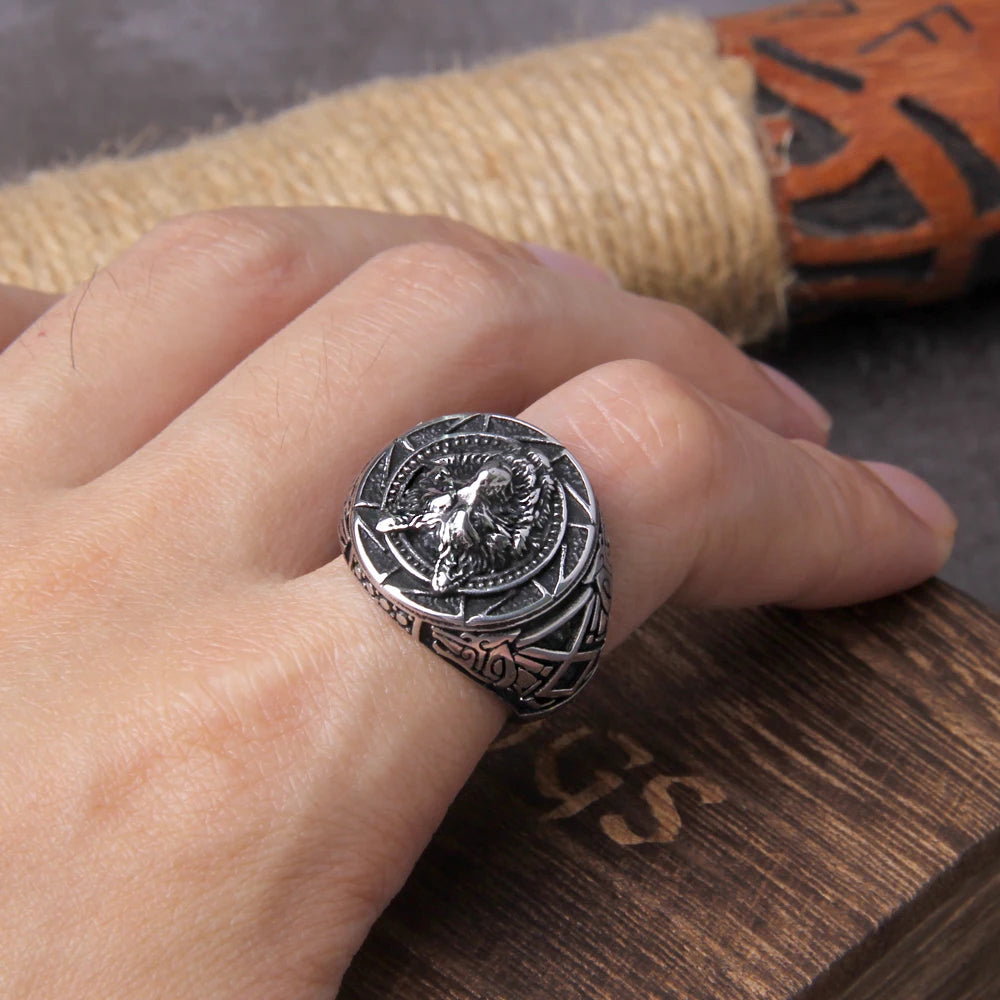 Old Norse Wolf Engraved Othala Viking Ring The Pagan Trader Full Silver 7