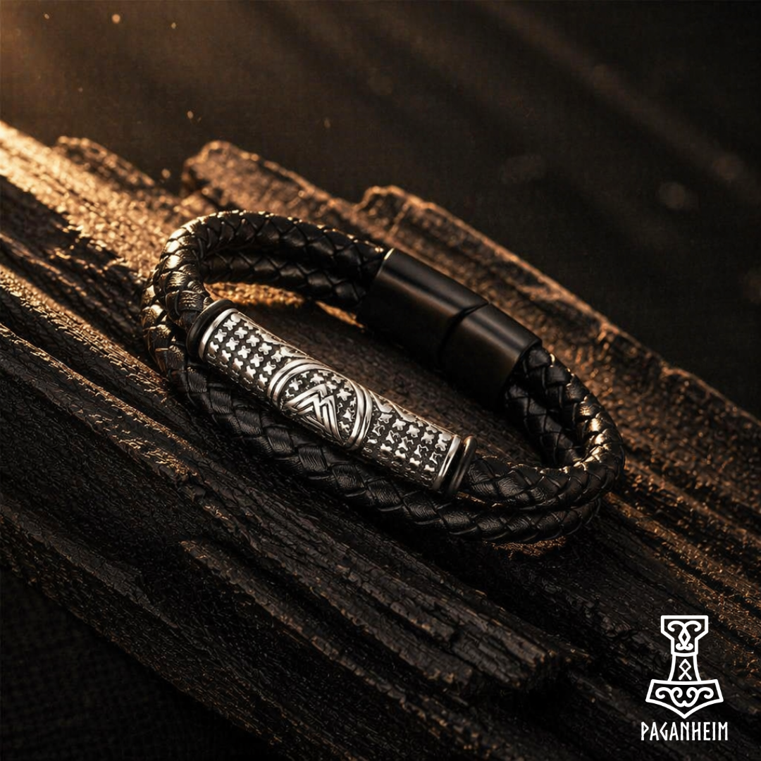 Wōden’s Mark - Valknut Leather Rope Bracelet
