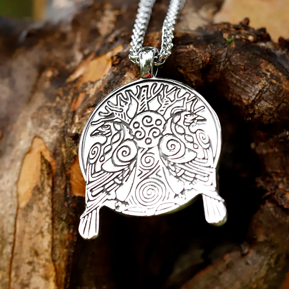 Odin's Eyes - Yggdrasil & Raven Embossed Nordic Amulet The Pagan Trader