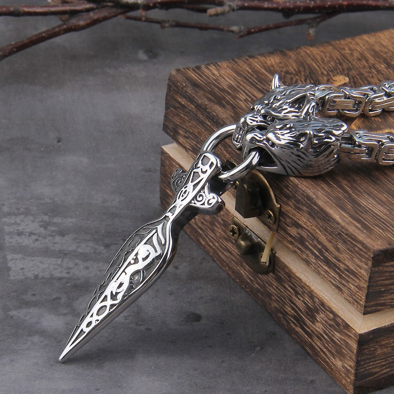 Geri, Freki & Gungnir - Spearhead Byzantine Chain Necklace 0 My Store