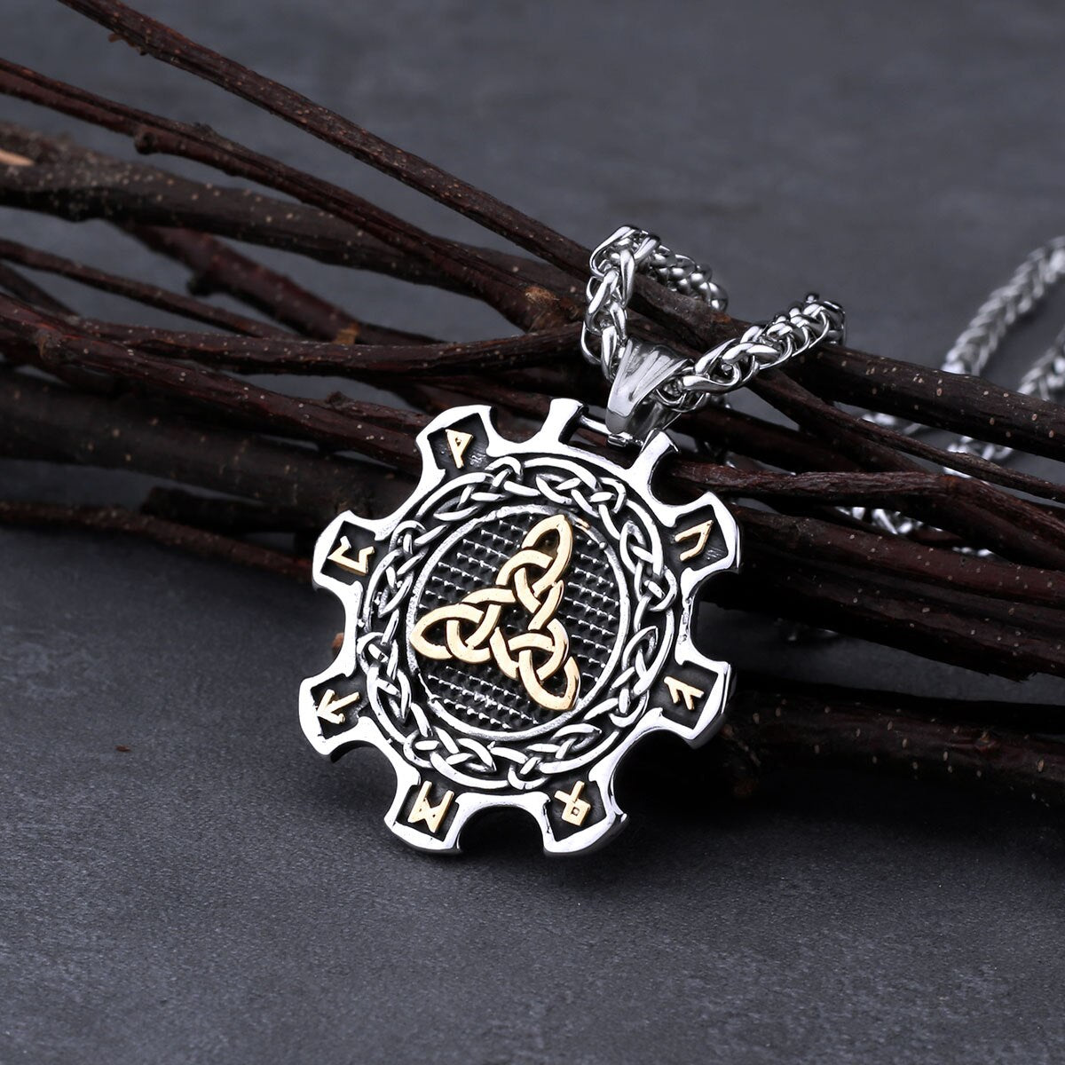 Celtic Knot & Rune Cog Necklace 0 The Pagan Trader