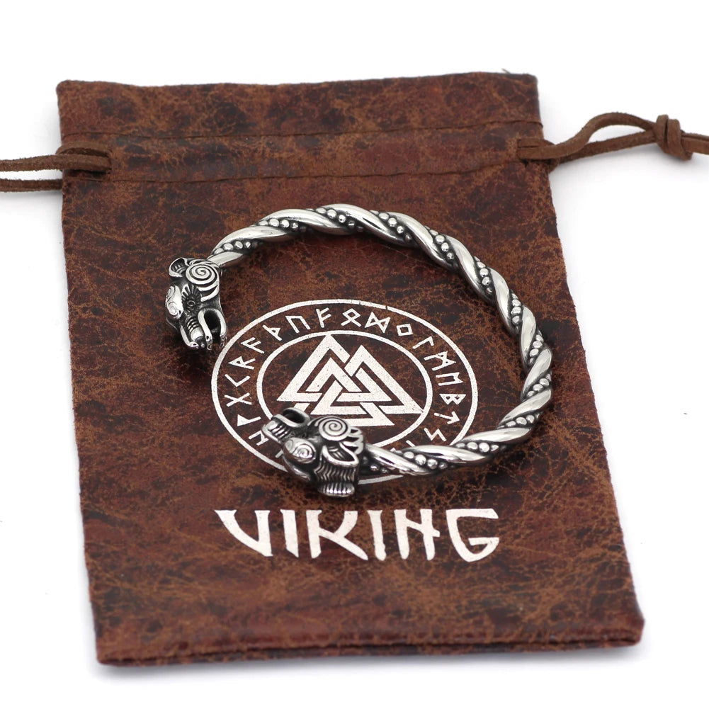 Norse Viking Wolf Head Bangle Arm Ring The Pagan Trader