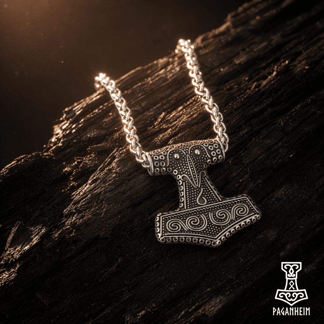 Engraved Mjölnir amulet inspired by Skåne archaeological find
