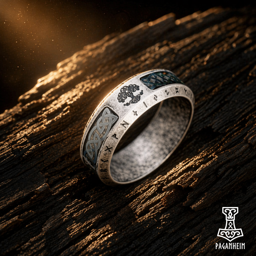 Celtic Knot & Rune Yggdrasil Rings