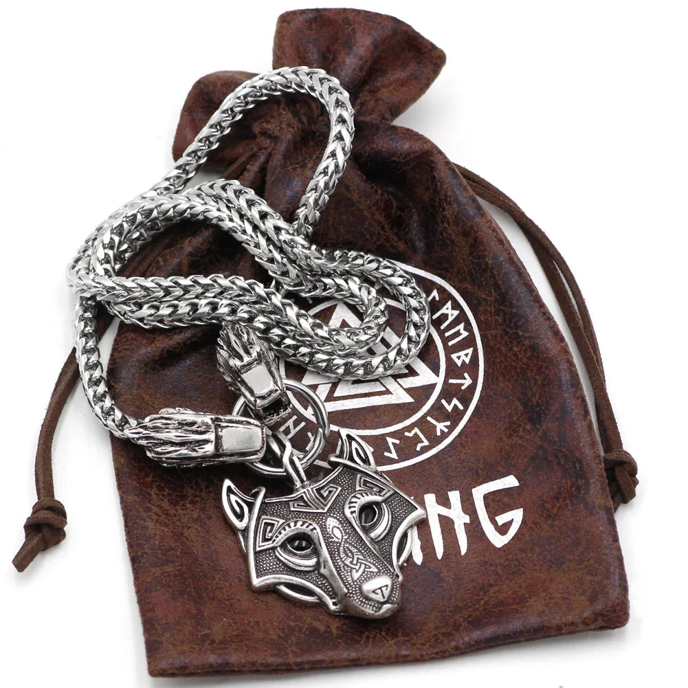 Serpent Clasp Mjölnir Sleek Split Ring Amulet The Pagan Trader Fenrir Wolf Face 60cm
