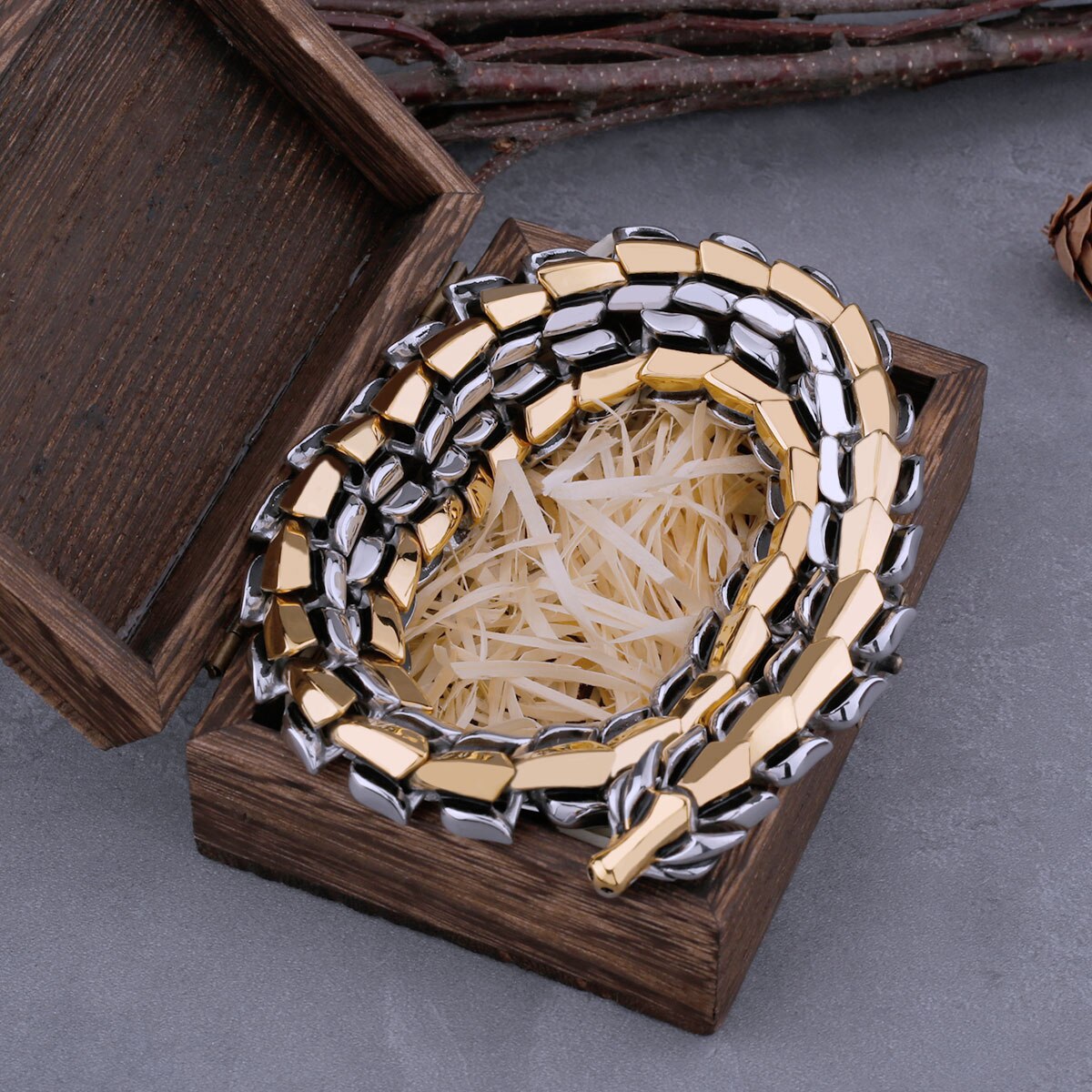Midgard Serpent Necklace 0 My Store Gold & Silver 50cm