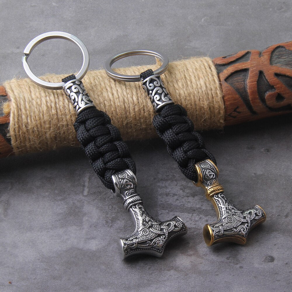 Mjölnir Paracord Bead Keychain - Mammen Art Viking Thor's Hammer 0 The Pagan Trader
