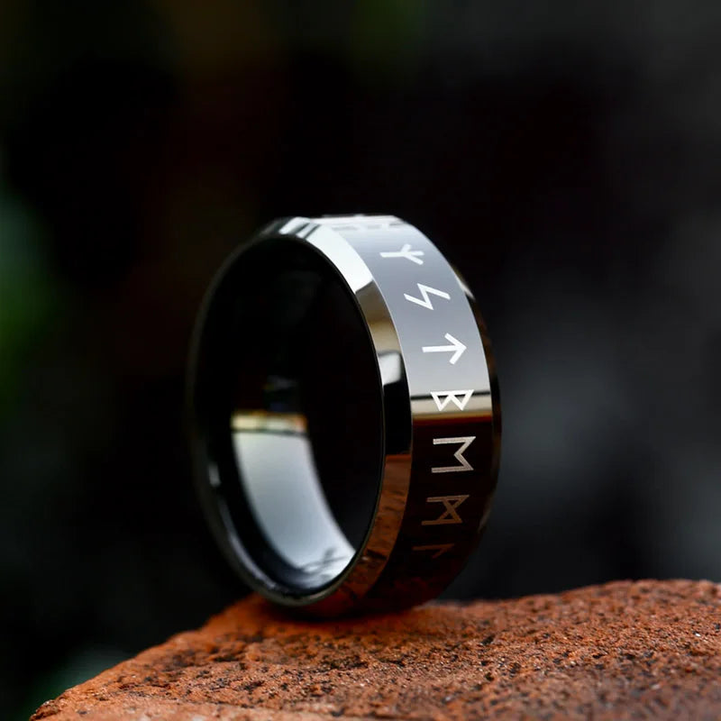 Tungsten Elder Futhark Rune Nordic Viking Rings The Pagan Trader