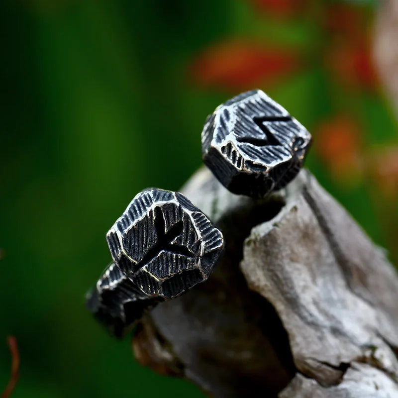 Algiz Sowilo Rune Carved Norse Viking Ring The Pagan Trader