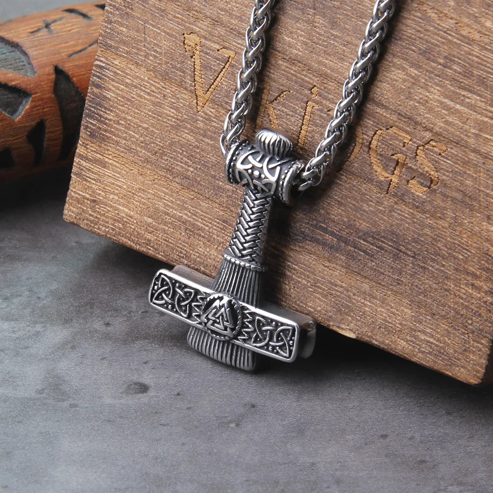 Mjölnir Valknut Talisman: Silver & Gold Norse Thor's Hammer The Pagan Trader