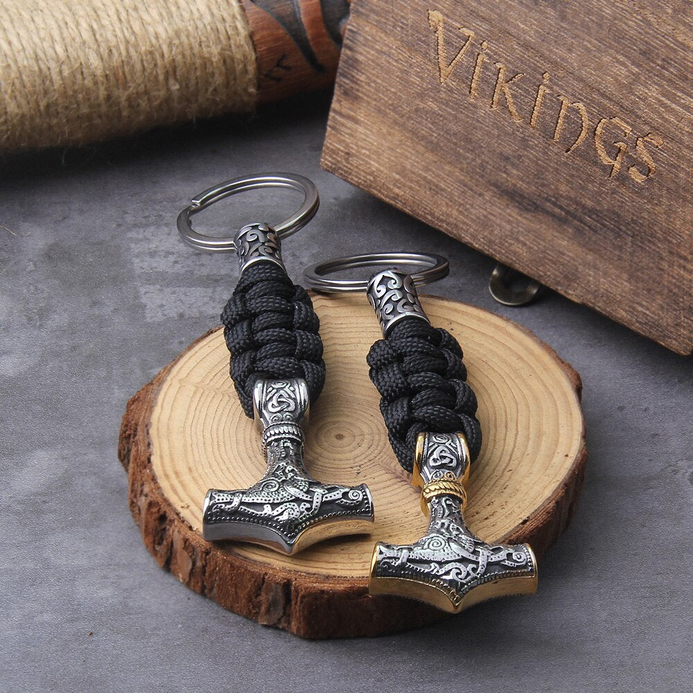 Mjölnir Paracord Bead Keychain - Mammen Art Viking Thor's Hammer 0 The Pagan Trader