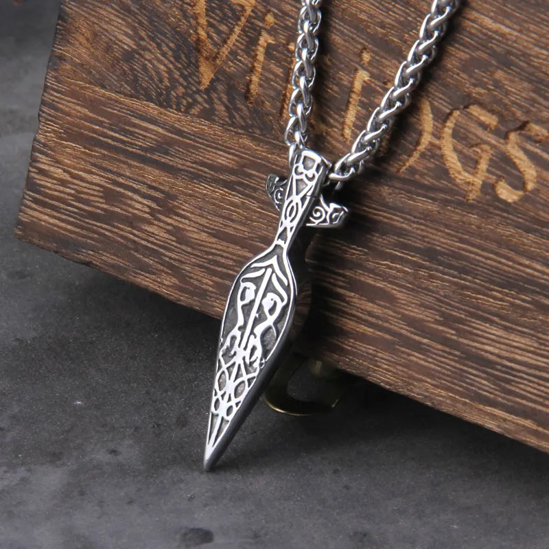 Handcrafted Gungnir Spearhead Byzantine & Jump Ring King Chain Necklace The Pagan Trader Keel Chain 50cm