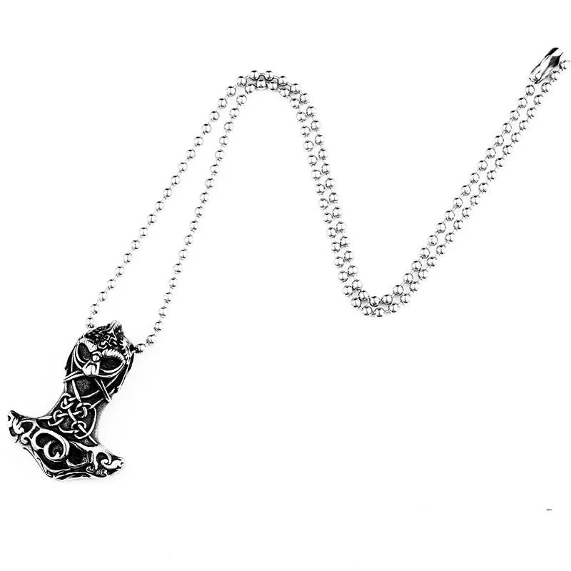 Mjölnir necklace with Viking Gjermundbu helm engraving
