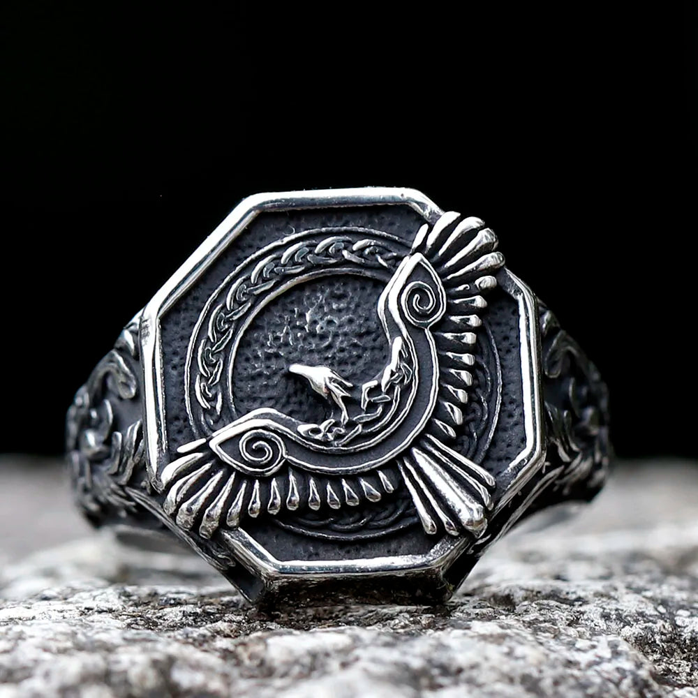 Hrafnfljúga - Norse Pagan Raven Ring The Pagan Trader