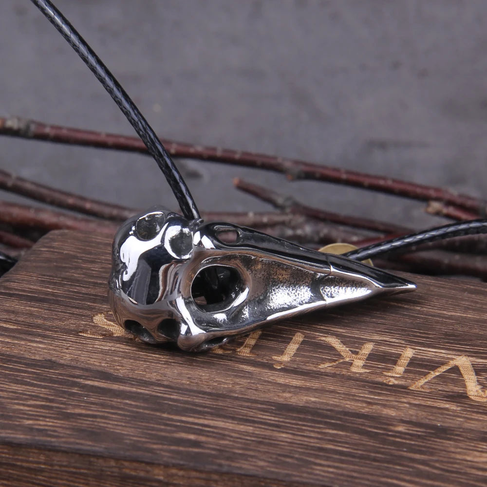 Hrafnskalli - Raven Skull Pendant Old Norse Punk Necklace The Pagan Trader