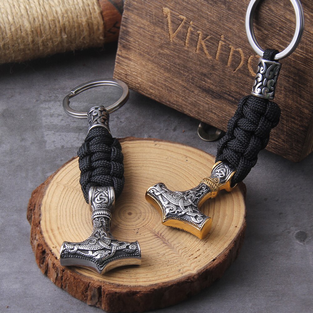 Mjölnir Paracord Bead Keychain - Mammen Art Viking Thor's Hammer 0 The Pagan Trader