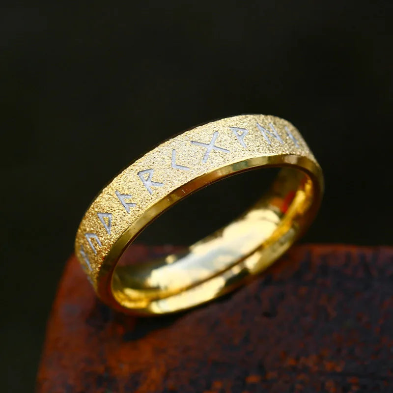 Minimalist Elder Futhark Rune Norse VIking Rings The Pagan Trader 6mm Gold 7