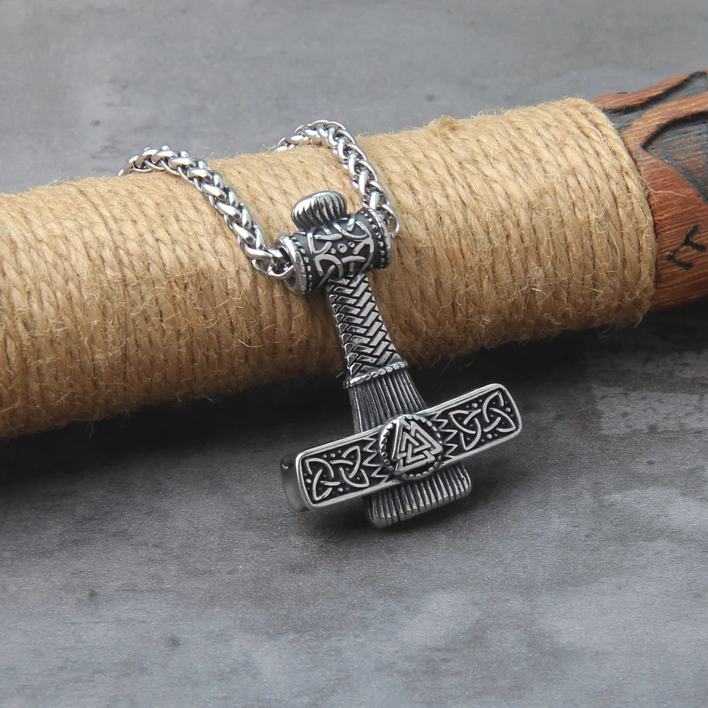 Mjölnir Valknut Talisman: Silver & Gold Norse Thor's Hammer The Pagan Trader