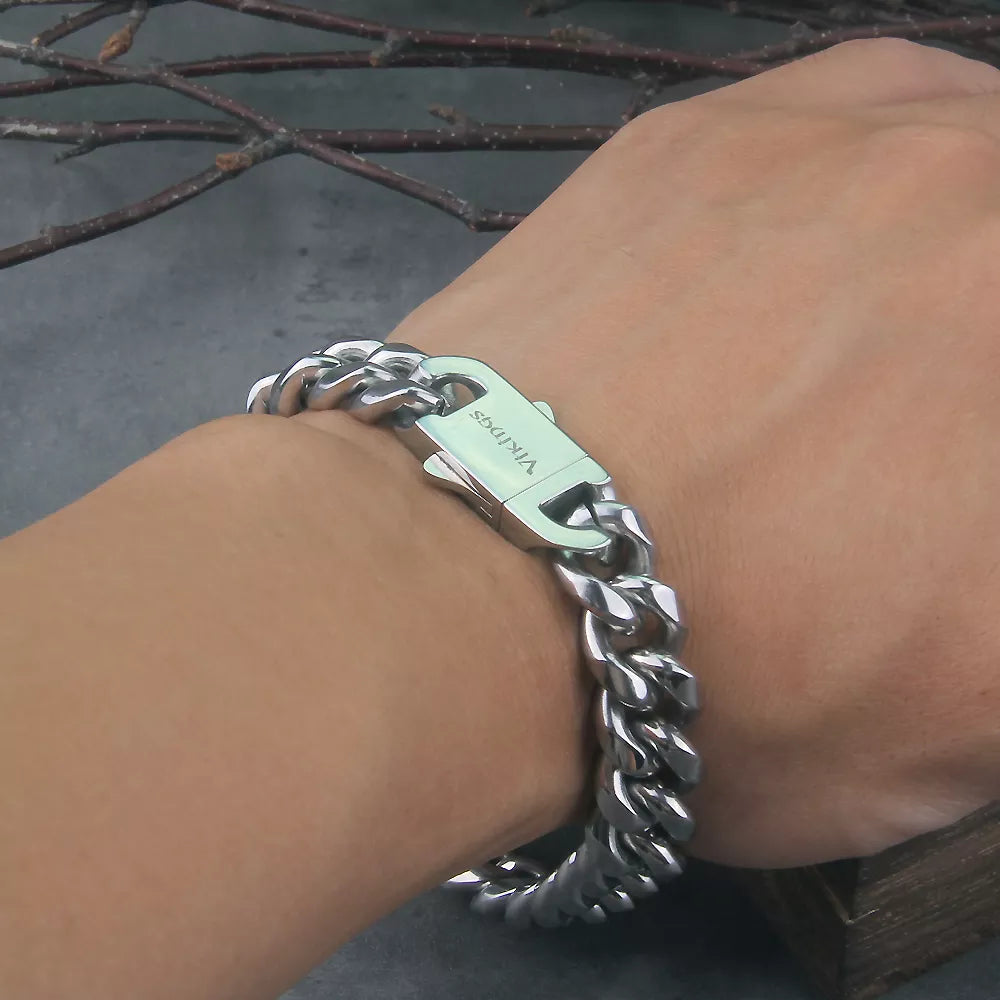 Minimalistic Cuban Chain Linked Viking Bracelet  The Pagan Trader