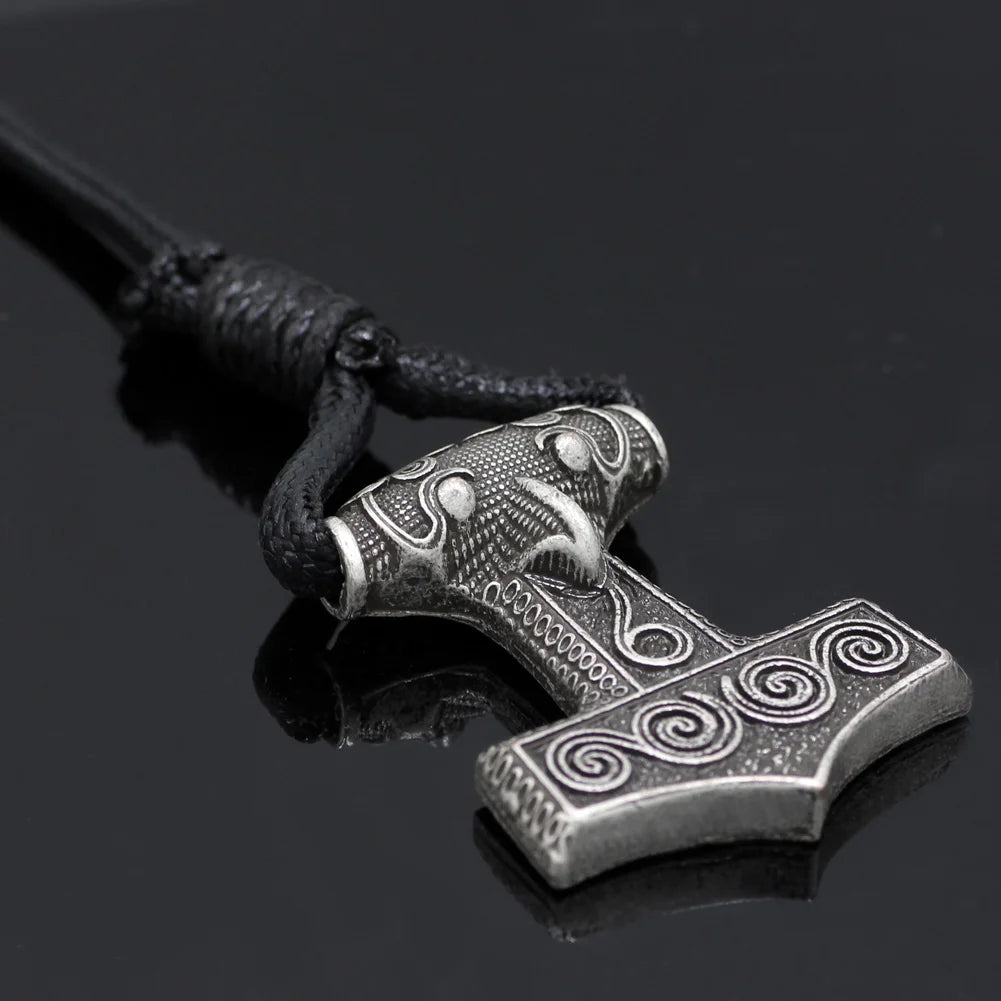 Skåne Mjölnir Waxed Cotton Rope Thor's Hammer Bracelet The Pagan Trader