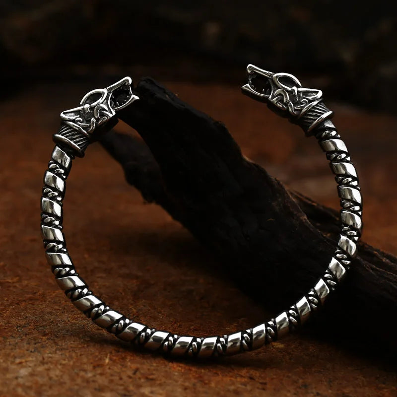 Sól and Máni's Bane - Norse Viking Sköll & Hati Wolf Arm Ring The Pagan Trader