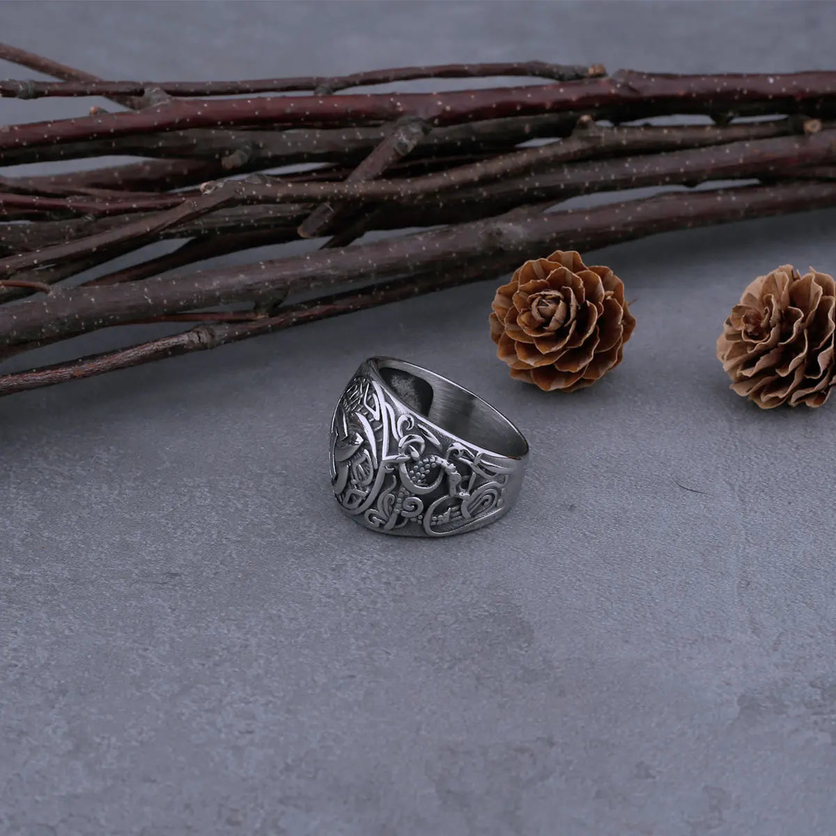 Triskele Horns of Odin Jelling Style Norse Viking Ring Paganheim