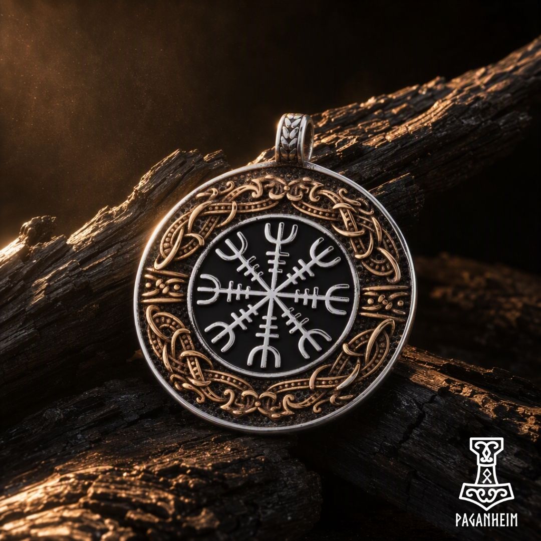 Viking‑inspired pendant with symmetrical rune stave design