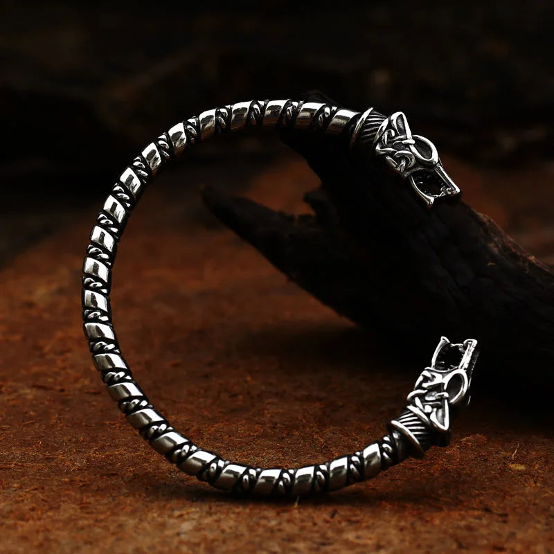 Sól and Máni's Bane - Norse Viking Sköll & Hati Wolf Arm Ring The Pagan Trader