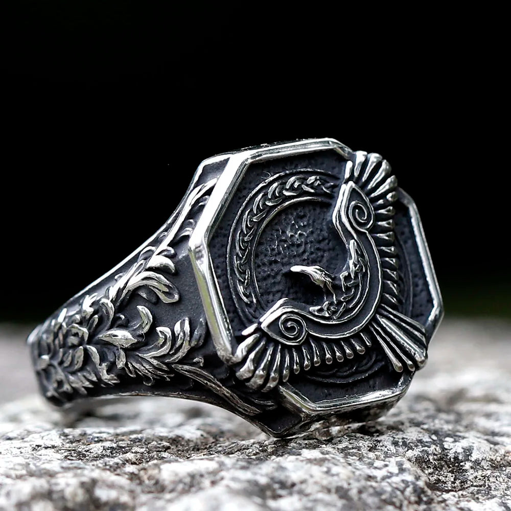 Hrafnfljúga - Norse Pagan Raven Ring The Pagan Trader
