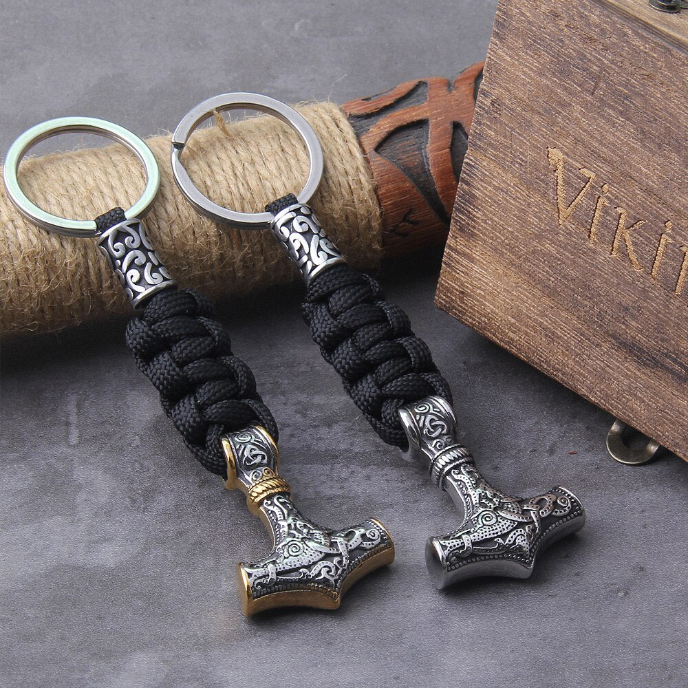 Mjölnir Paracord Bead Keychain - Mammen Art Viking Thor's Hammer 0 The Pagan Trader
