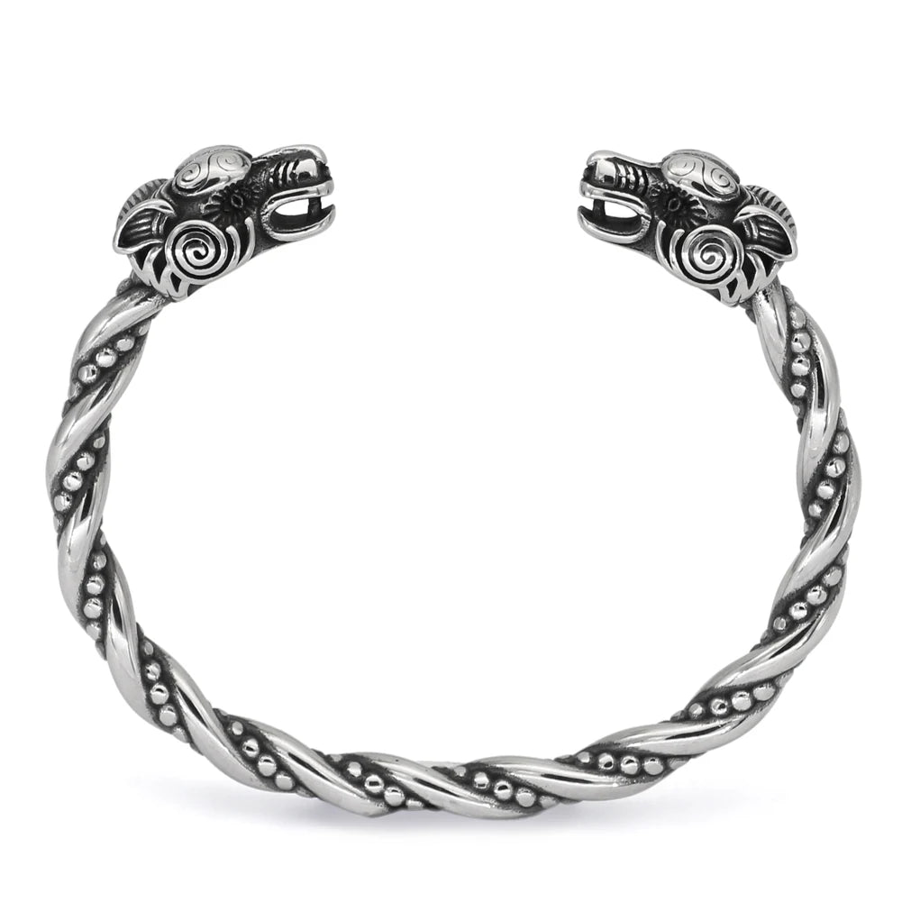 Norse Viking Wolf Head Bangle Arm Ring The Pagan Trader