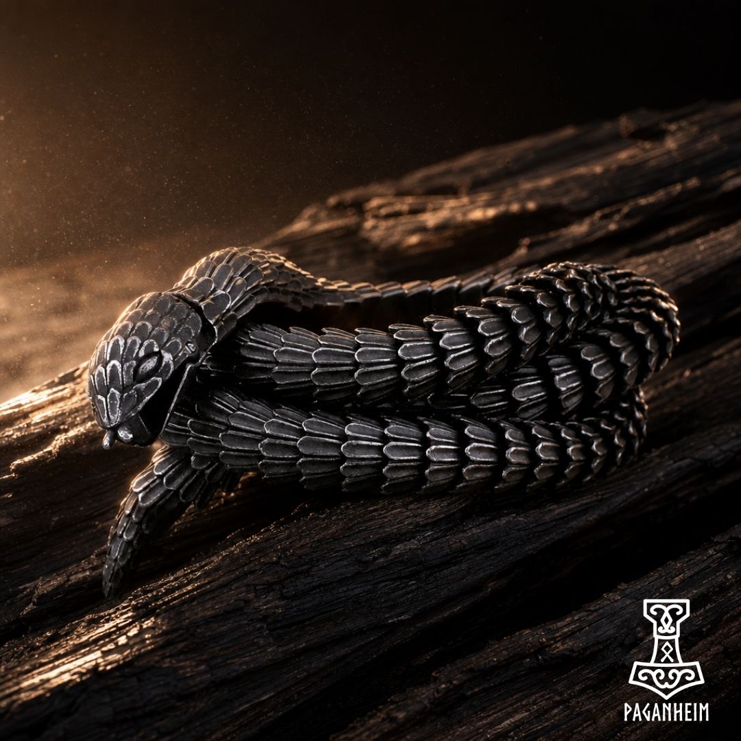 Jörmungandr necklace showing intricate craftsmanship and Norse motifs