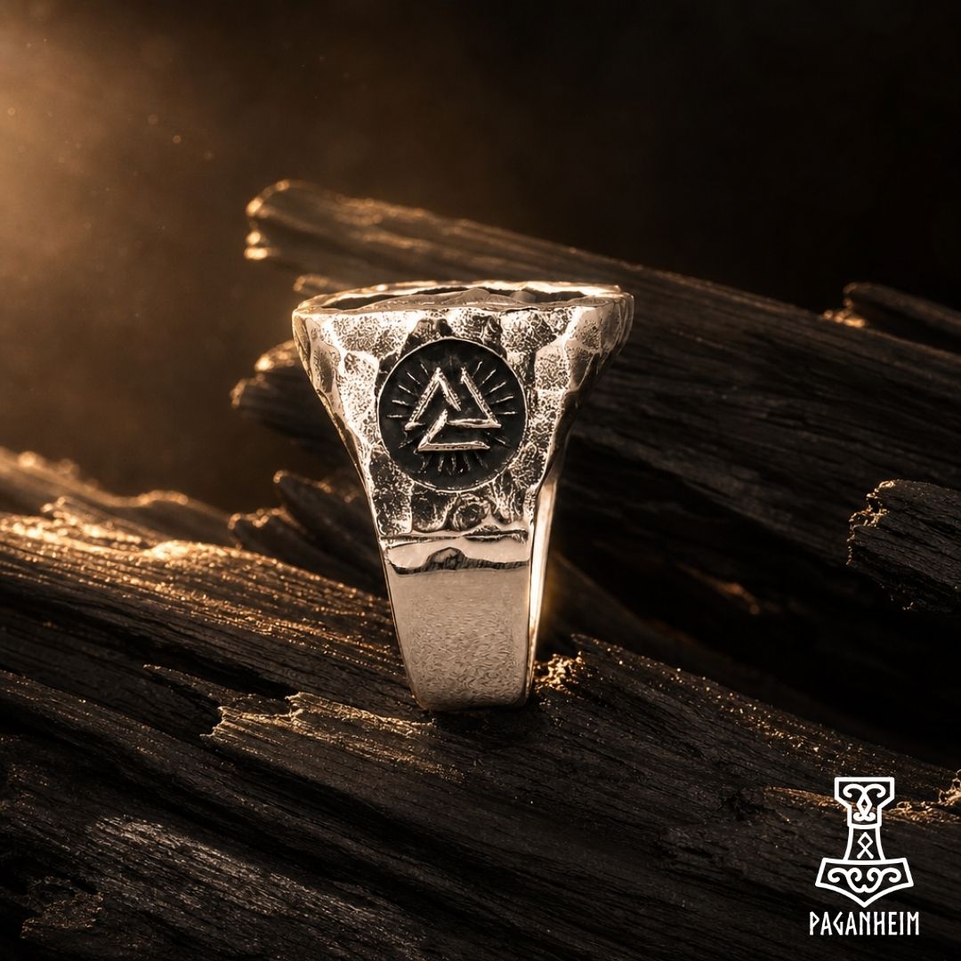 Stainless steel Valknut ring inspired by Viking exploration