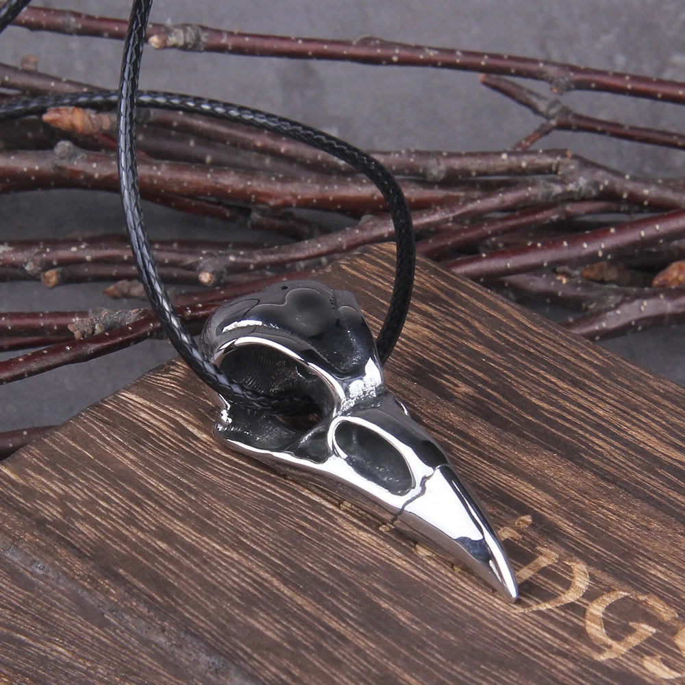 Hrafnskalli - Raven Skull Pendant Old Norse Punk Necklace The Pagan Trader